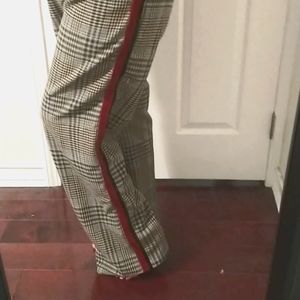 River Island Plaid Pants With Velvet Stripes